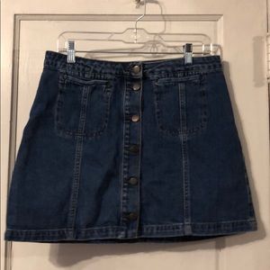 Button down jean mini skirt